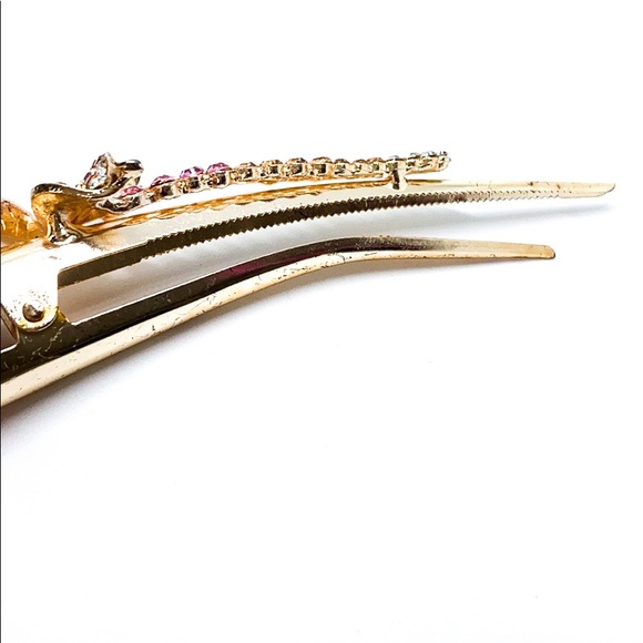 Pink & Gold Floral Hair Clip - Picture 6 of 8